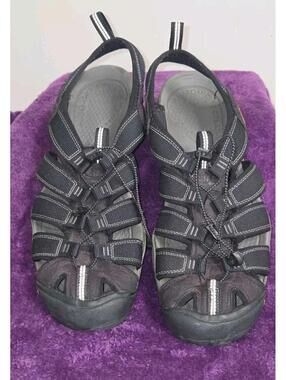 Keen Clearwater CNX Men Sandals Sz 13 Black Comfort Lace-Lock Bungee Waterproof